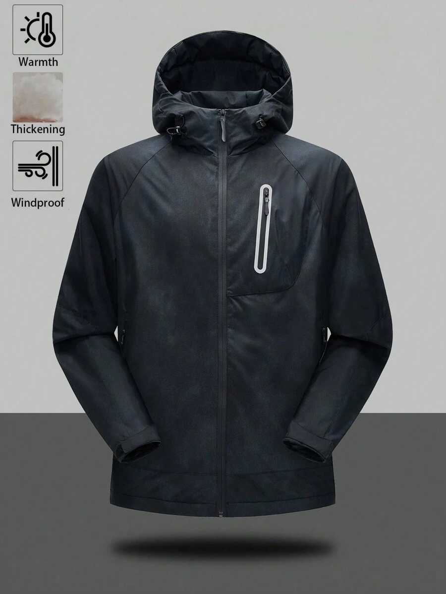 Gym Rark Boyfriend Style Men's Solid Color Raglan Sleeve Zipper Front Hoodie Sports Jacket - Black - View 1