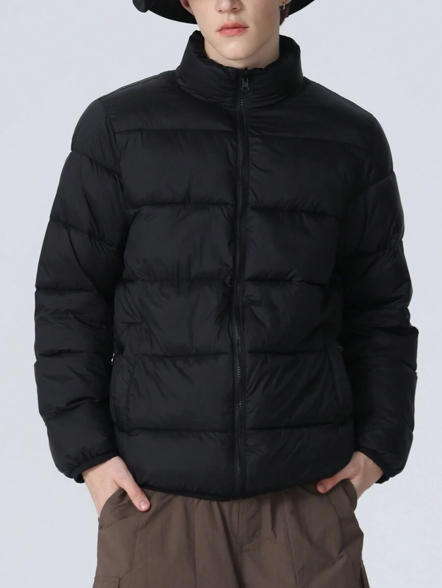 Gym Rark Boyfriend Style Men's Solid Color Zipper Front Long Sleeve Jacket, Sports Wear - Black - View 1