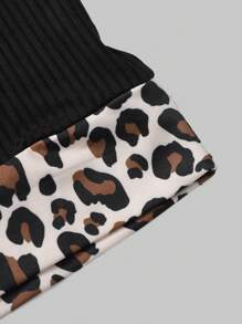 Teen Girls Leopard Print Puff Sleeve Jacket & Camisole Dress 2Pcs Outfit, Fashion Set For Autumn/Winter - Multicolor - View 7