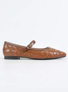 CUCCOO CHICEST 2024 New Faux Woven Square Toe Elegant Versatile Women Flat Shoes