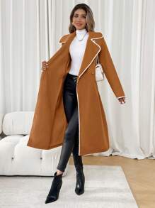 Chiquease Women's Elegant French Style Casual Tweed Patchwork Jacket Fall Cloth For Women - Coffee Brown - View 7