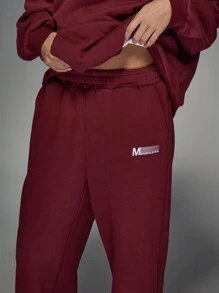 MISSGUIDED Pantalones de chándal de felpa deportiva con ajuste holgado y relajado, pantalones para el invierno, ropa deportiva casual con bolsillos laterales, cintura elástica y tobillos acanalados