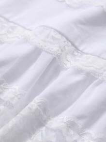 DAZY Women's Contrast Lace Long Sleeve Sport Tee For Valentine's Day, Spring/Summer,Ruffle Fall,Winter - White - View 10