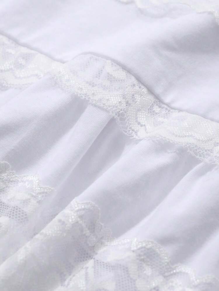 Women's Contrast Lace Long Sleeve Sport Tee For Valentine's Day, Spring/Summer,Ruffle Fall,Winter