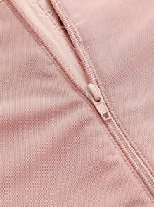 SuitURBody بوديسوت بحمالات مقلم دانتيل سحاب امامي - لون مشمشي - مشاهدة 5