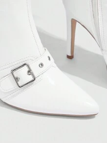 CUCCOO SZL Fashionable Retro White Pointed Toe Stiletto Slip-On Over-The-Knee Boots, Versatile Ladies High Heel Tall Boots For Spring Shoes Spring Break Easter For Christmas Spring Shoes Fall Shoes - White - View 6