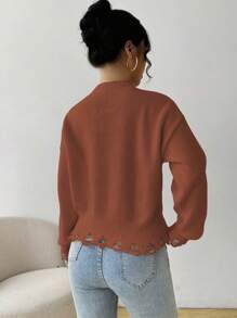 Chiquease Suéter casual de mujer con patrón de letras y hombros caídos, suéter de punto de otoño/invierno