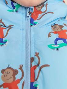 THE HAPPY LOOK Sudadera con capucha con cierre para niños pequeños, con estampado completo, de estilo casual y minimalista