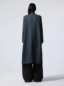 LYSMO Dames effen dubbelrijs lange blazer, unisex stijl