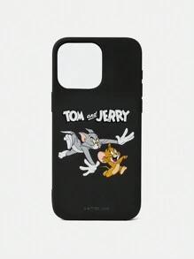 TOM & JERRY X SHEIN Ốp lưng điện thoại in họa tiết Tom & Jerry vui nhộn - màu đen - Xem 2