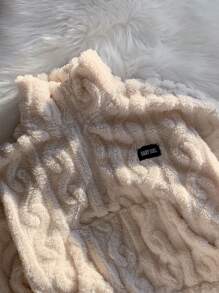 Comfortcana Sudadera informal con cuello alto y cremallera, de color albaricoque, para otoño/invierno