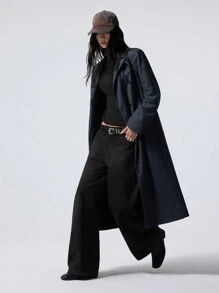 LYSMO Dames effen dubbelrijs lange blazer, unisex stijl