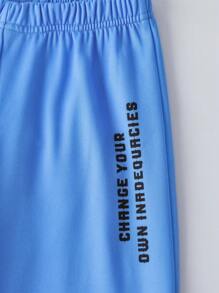 SHEIN 2pcs Tween Boys Casual Big Logo Print Long Sleeve Hoodie And Sweatpants Set