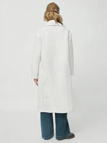 SHEIN EZwear Damen weiße flauschige Jacke - Weiss - Übersicht 2