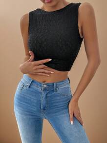 Chiquease Black Color Sexy Fitted Sleeveless Backless Body Lace Top,Going Out Tank Top,Sexy Date Night Top,Casual Vacation Tank Top,Women Tank Top - Black - View 3