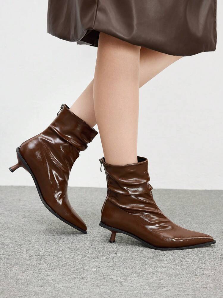CUCCOO BIZCHIC Brown Pointed Toe High Heel Ankle Boots For Women New Year Holiday Valentines