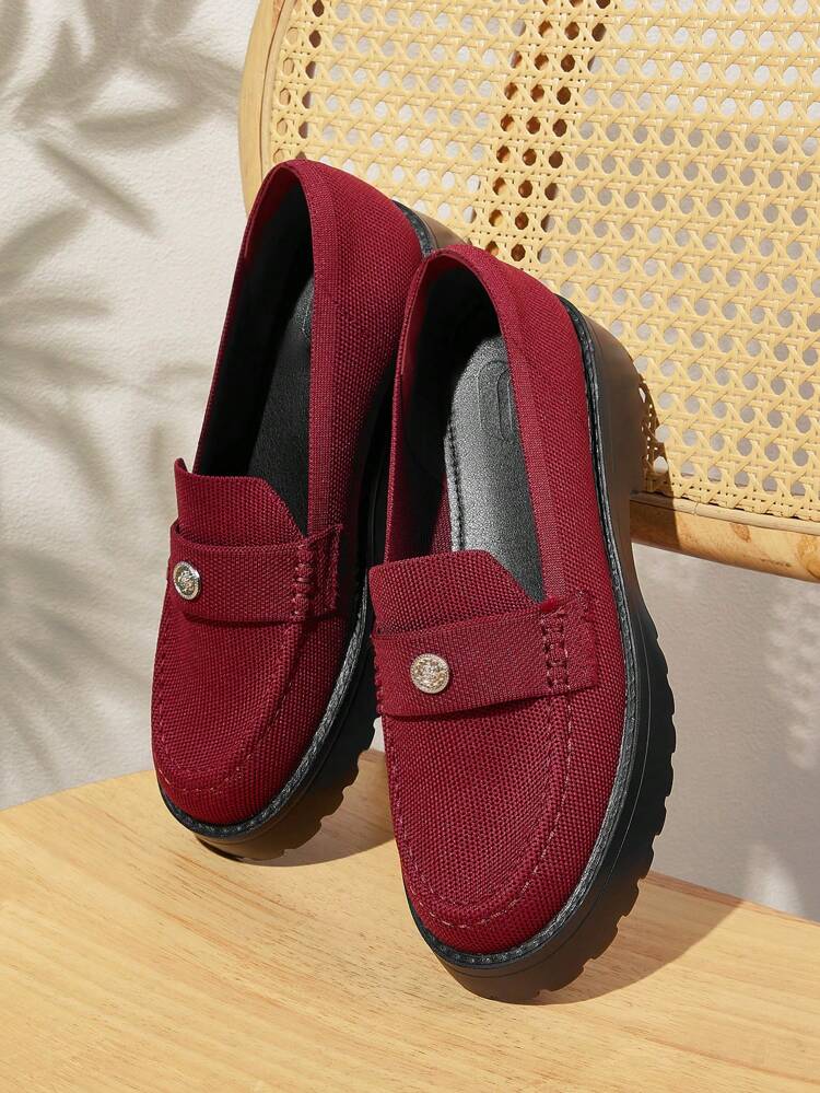 CUCCOO BASICS Women Simple Thick Sole Slip-On Casual Loafers, Daily Wear Valentines