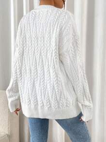 Chiquease Blusa de mujer de unicolor, cuello redondo, manga larga, estilo casual