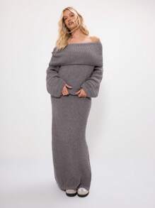 MUSERA Off-Shoulder Jumper mit Ballonärmeln Y2K Frühling Lässig Niedlich 90er Jahre Sonne