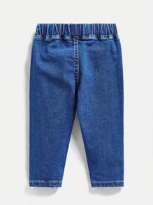 SHEIN 3件套男婴多件装百搭休闲弹力牛仔裤，秋冬季时尚之选 - 彩色 - 查看 3