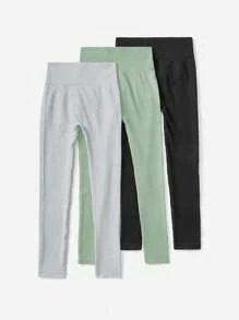 Yoga Sxy Women's Solid Color High Waist Simple Casual Seamless Elastic Sports Leggings