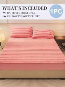 1pc Fitted Sheet, Bedding, Bed Cover, Fitted Sheet, Mattress Cover, Solid Color Fitted Sheet, Cozy And Breathable Mattress Protector, Simple Style Home Textile, Soft And Anti-Pilling Bed Cover, Skin-Friendly Fitted Sheet, Pillow And Pillowcase Not Included, Home Decoration, Fits For All Sizes Of Beds - Twin, Full, Queen, King, Suitable For All Seasons, Valentine's Day Gifts, Machine Washable
