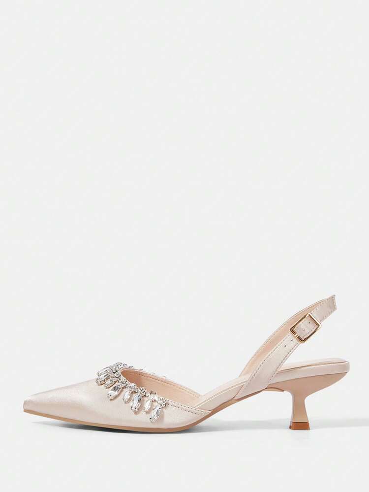 CUCCOO HITCHD Women's Black High Heels, Pointed Toe, Sexy Design For Dates/Parties, With Silver Chain, Rhinestone, Jewel Decor Ankle Strap, Sandals Summer Shoes Summer Break Easter Prom Heels For Christmas Elegant Shoes Wedding Shoes Summer Shoes Bride Shoes