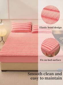 1pc Fitted Sheet, Bedding, Bed Cover, Fitted Sheet, Mattress Cover, Solid Color Fitted Sheet, Cozy And Breathable Mattress Protector, Simple Style Home Textile, Soft And Anti-Pilling Bed Cover, Skin-Friendly Fitted Sheet, Pillow And Pillowcase Not Included, Home Decoration, Fits For All Sizes Of Beds - Twin, Full, Queen, King, Suitable For All Seasons, Valentine's Day Gifts, Machine Washable