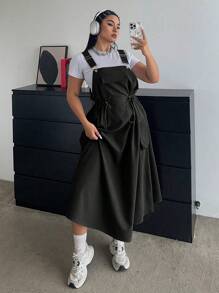 Vibekara 全新秋季户外百搭束腰中长款吊带连衣裙女装