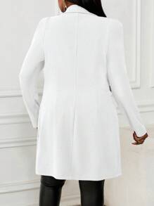 SHEIN Lady Autumn And Winter Elegant Work Navy Blue Leg-Of-Mutton Sleeve Plus Size Coats Winter Women Coat