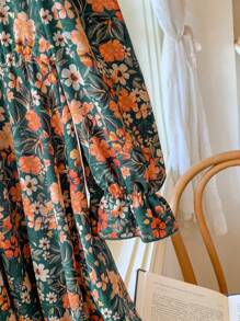 SHEIN LMoss Kids Váy ren tay bèo nhún họa tiết hoa bụi bặm LMoss Young Girl dành cho bé gái và bé gái - Nhiều màu - Xem 8