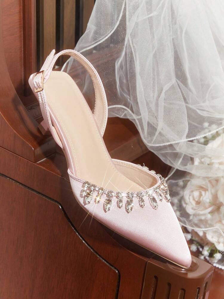 CUCCOO HITCHD Women's Black High Heel Shoes, Sexy Date/Party Pumps With Silver Chain, Rhinestone And Bejeweled Decor, Slingback Stiletto Sandals (Rhinestone Placement Varies) For Christmas And New Year Holiday Vibe Fall And Winter Valentines