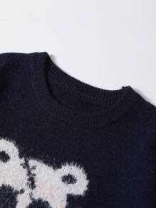 Chillumni Cartoon Bear Print Crew Neck Long Sleeve Pullover Sweater For Men - Multicolor - View 4