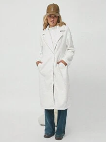 SHEIN EZwear Damen weiße flauschige Jacke - Weiss - Übersicht 6