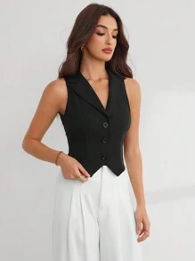 Firerie Lapel Collar Button Front Waistcoat In Fall/Winter