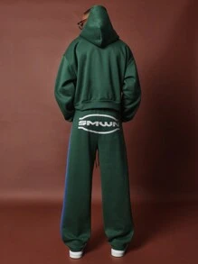 SUMWON Conjunto de sudadera con capucha y pantalones de chándal a juego con detalles a rayas, ropa deportiva de estilo irlandés perfecta para las celebraciones del 17 de marzo, coordinado inspirado en lo gaélico de color verde