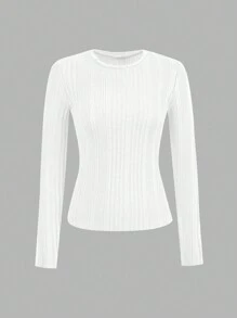 SHEIN EZwear 3 pièces/Set T-shirt à manches longues ajusté décontracté col rond grande taille, convient pour l'automne/l'hiver - Multicolore - Voir 6