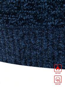 Manfinity Homme Áo len cardigan sọc dài tay có khóa kéo thường ngày cho nam, Thu Đông, Áo len kéo khóa 1/4 cho nam, Áo len chui đầu cho nam, Áo len xanh navy, Áo len lót giữ nhiệt cho nam, Áo len sọc cho nam - Màu xanh lam - Xem 3