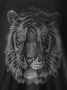 Set de 2 piezas de sudadera con capucha y pantalón de chándal con estampado de león de moda para niños, apto para otoño e invierno