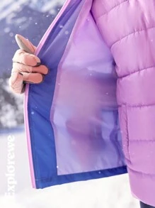 SHEIN Teen Girls' Front Zip Long Sleeve Pocket Ombre Minimalist Casual Hoodie