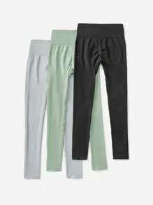 Yoga Sxy Women's Solid Color High Waist Simple Casual Seamless Elastic Sports Leggings