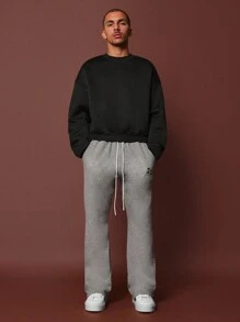 SUMWON Athletic Flare Fit Sweatpants Retro Style Wide Leg Track Bottom Winter Loungewear Comfortable Workout Training Performance Sportswear - Grey - View 4