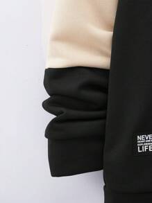 SHEIN Teen Boys' Casual Round Neck Long Sleeve Contrast Color Block Sweatshirt, Loose Fit For Spring, Summer, Autumn And Winter, Suitable For Homewear And School Wear