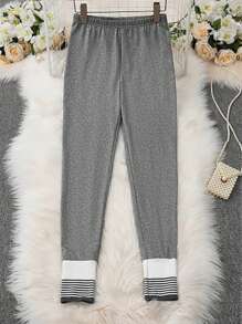 Chiquease Women's Floral Print Contrast Rib Trim Leggings - Grey - View 7