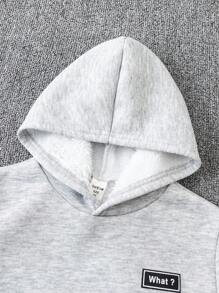 SHEIN 3pcs Young Boys Casual Letter Applique Thermal Lined Solid Color Versatile Warm Hoodie