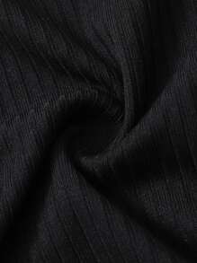 SHEIN 女童珍珠装饰长袖及地开衩连衣裙 - 黑色 - 查看 6