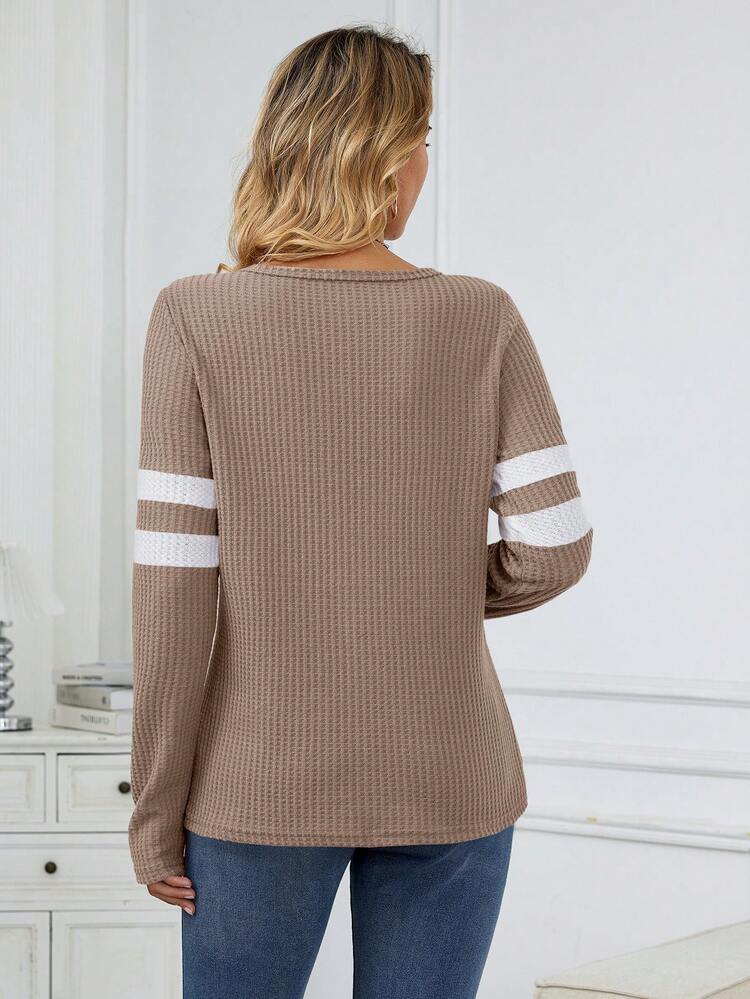 Women's Plus Size Striped Half Zipper T-Shirt Fall Cloth For Women