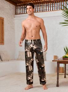 Manfinity ChillVibe Men's Simple Printed Lounge Pants, Casual Daily Wear - Multicolor - View 3