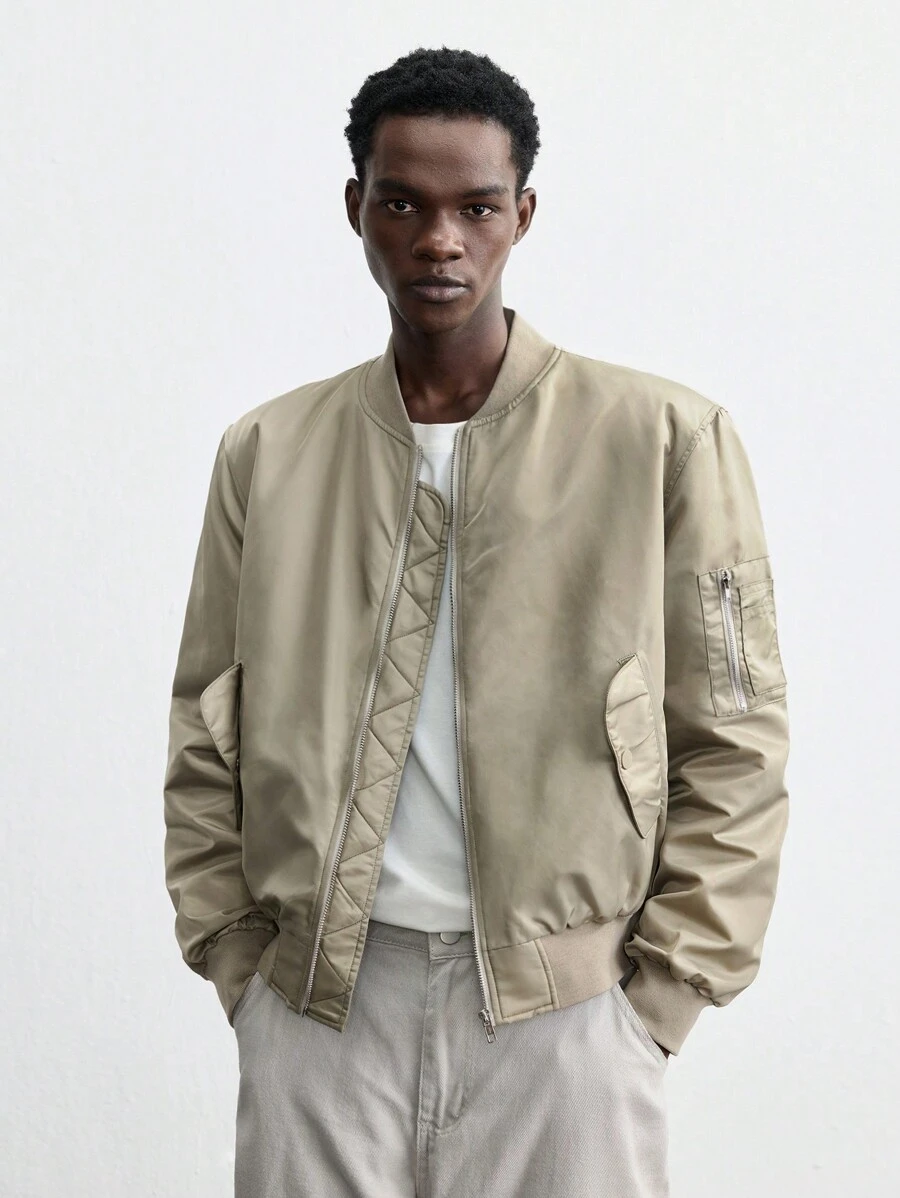 Maija Chaqueta larga de manga larga con forro acolchado, casual y versátil, color caqui sólido, ideal para el invierno, adecuada para Año Nuevo y fiestas festivas - Café integral - Ver 1