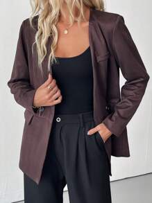 SHEIN LUNE New Relaxed Casual V Neck Fashion Jacket With High Quality Feeling For Women